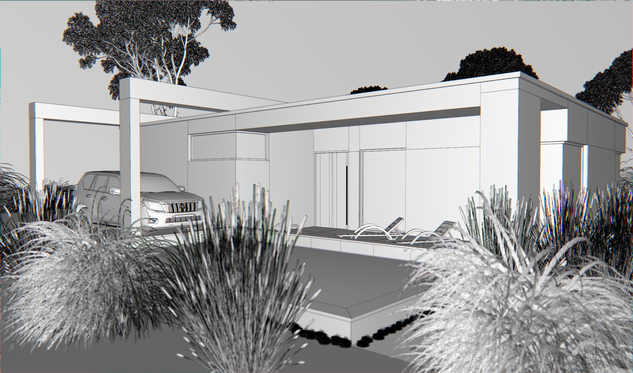 Roboczy widok z CAD Decor PRO przed przetworzeniem AI